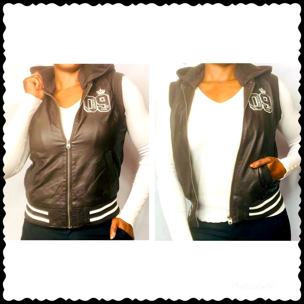 Snobbish- Women’s Hooded Faux Leather Vest